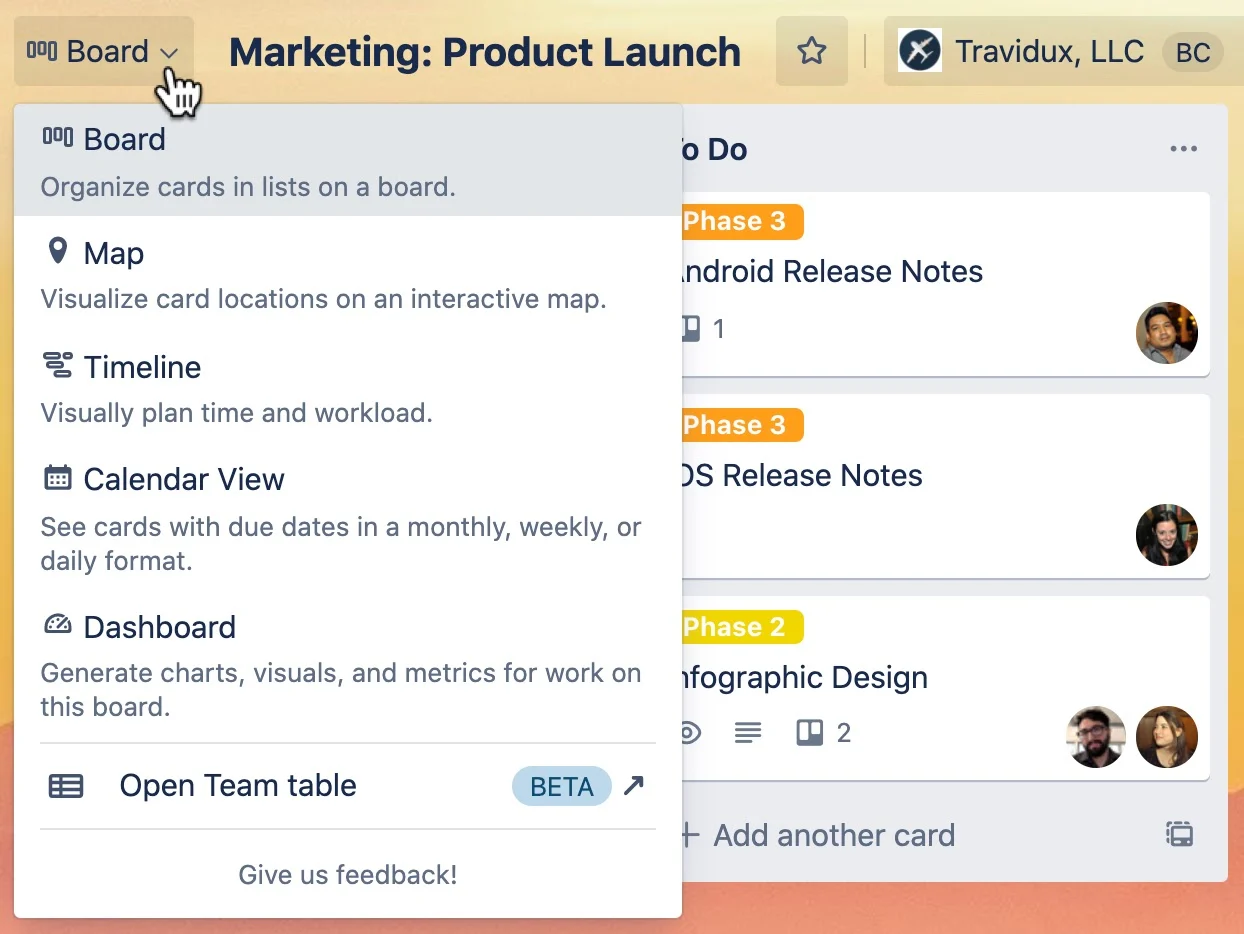 Trello's new board view options